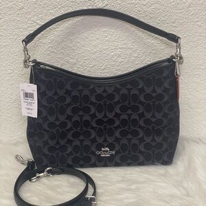 NWT Coach Laurel Shoulder Bag In Signature Denim in Black CDE44